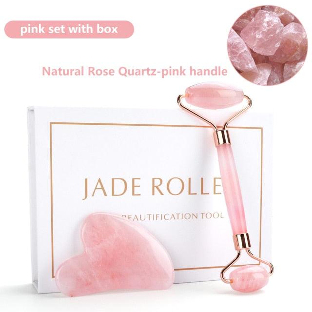 Natural Rose Quartz Jade Roller - Mysummerbasics