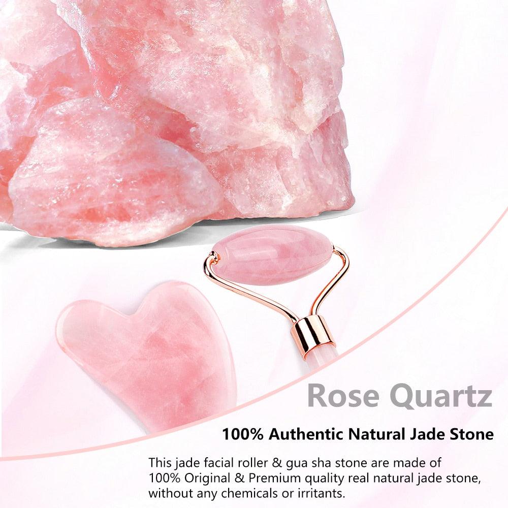 Natural Rose Quartz Jade Roller - Mysummerbasics