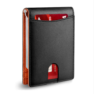 Wallet for Men - with Pop Up Aluminum Case Money Clip Slim Leather Slots Credit Card Holder RFID Blocking Bifold