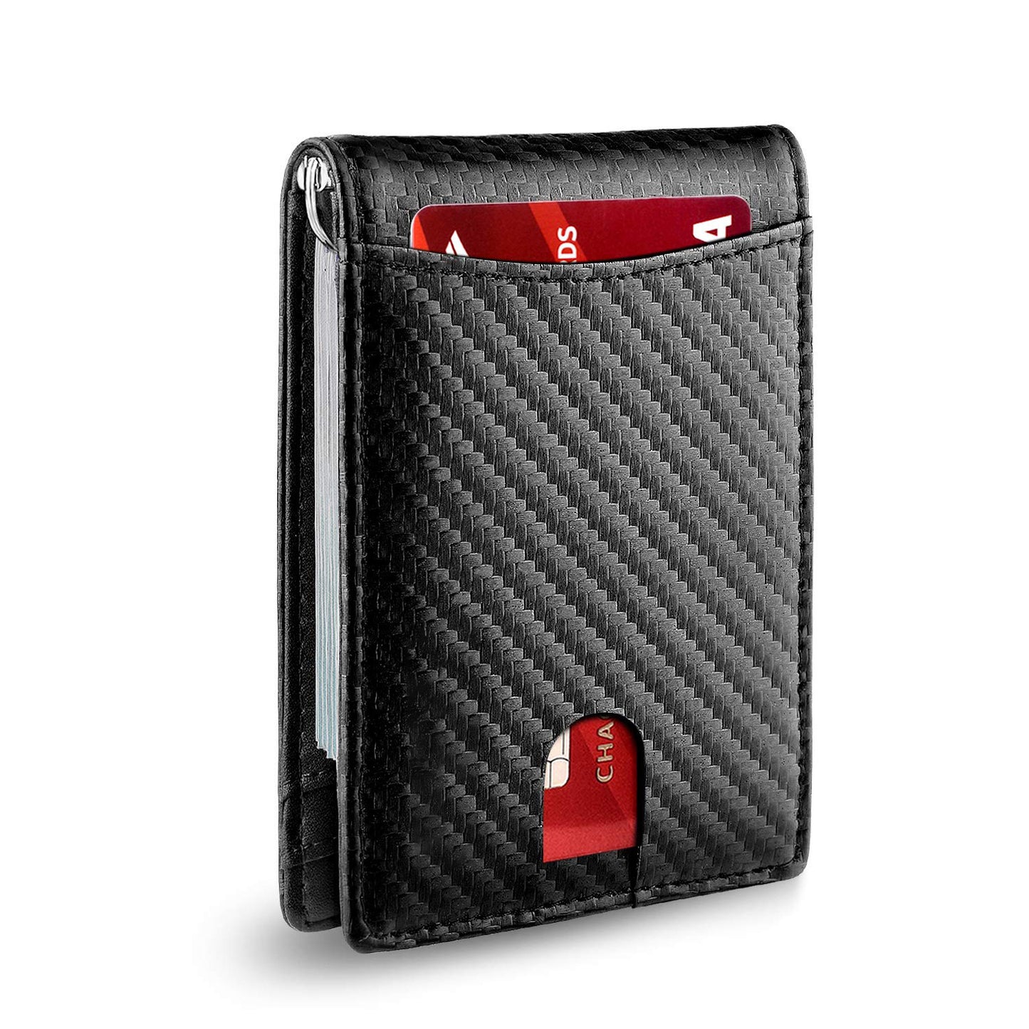 Wallet for Men - with Pop Up Aluminum Case Money Clip Slim Leather Slots Credit Card Holder RFID Blocking Bifold