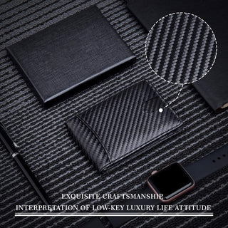 Wallet for Men - with Pop Up Aluminum Case Money Clip Slim Leather Slots Credit Card Holder RFID Blocking Bifold