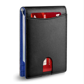 Wallet for Men - with Pop Up Aluminum Case Money Clip Slim Leather Slots Credit Card Holder RFID Blocking Bifold