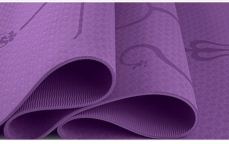 Non-Slip Yoga Mat With Position Line - Mysummerbasics