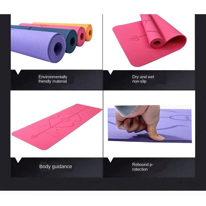 Non-Slip Yoga Mat With Position Line - Mysummerbasics
